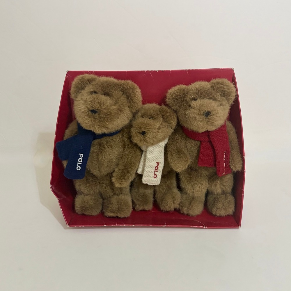 RALPH LAUREN Polo The Bears That Care Teddy Bear Trio 2001 Vintage Box